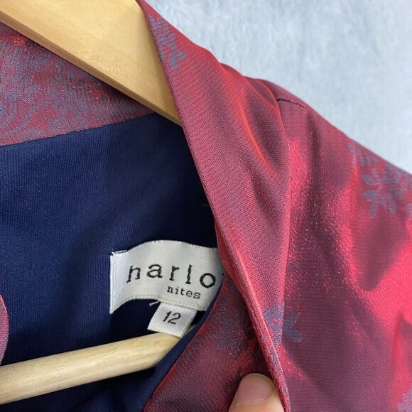 Vintage Harlow Nites Asian Brocade Maxi Dress Size 12 Sleeveless Evening Long - Picture 8 of 16